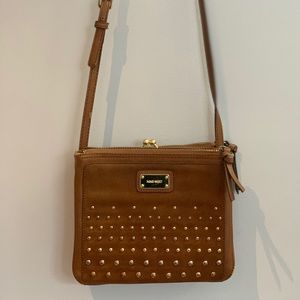 NINE WEST STUDDED CROSSBODY BAG- BROWN/GOL…